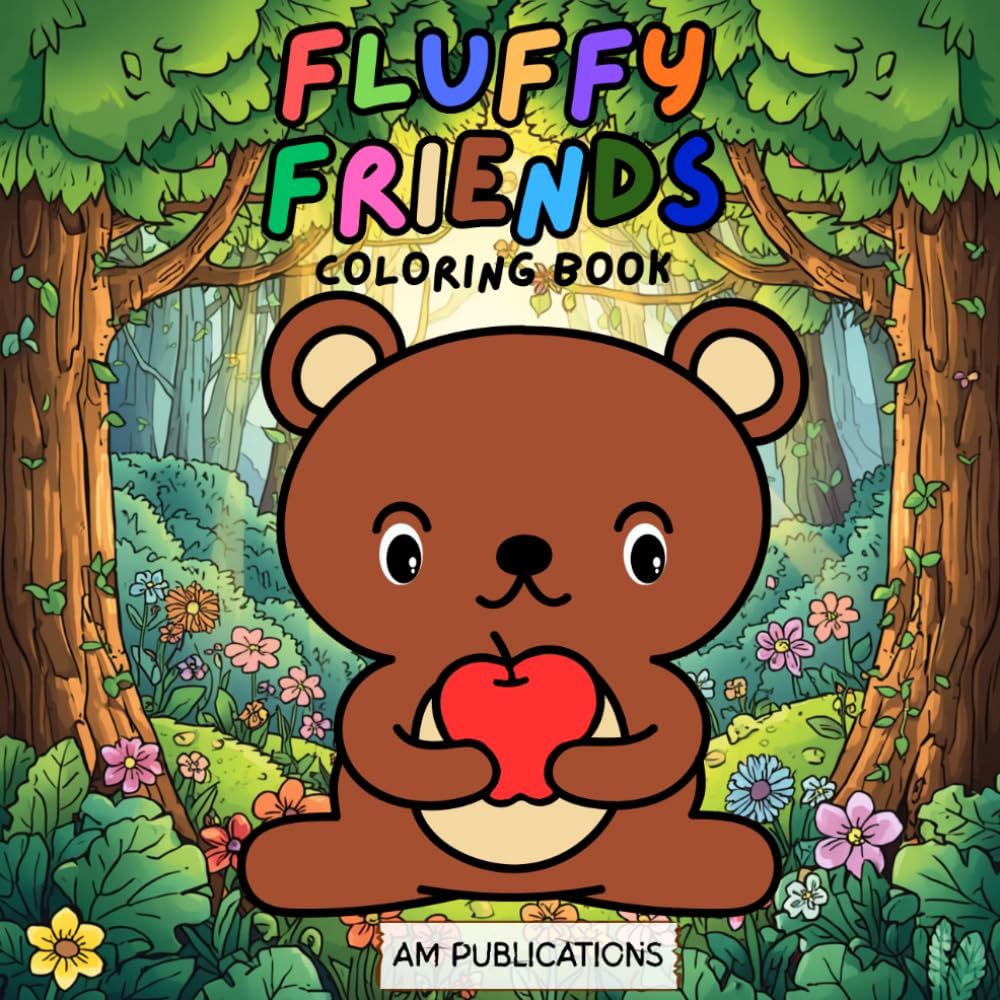 Fluffy Friends Animal Coloring Book For Kids