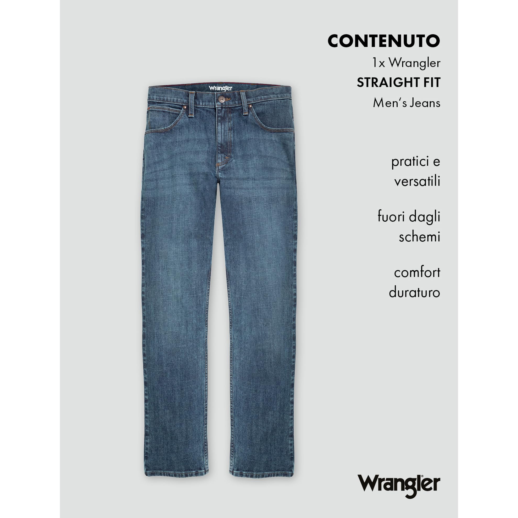 Wrangler Jeans da Uomo Red Cable Straight