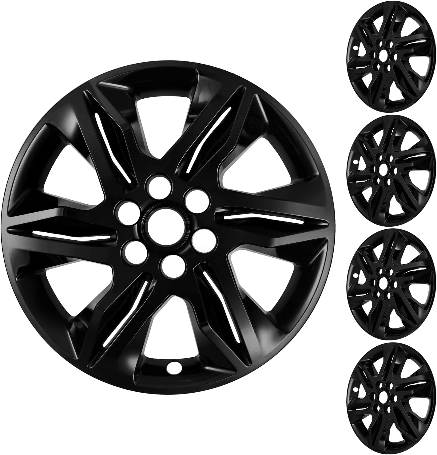 18 Inch Wheel Skins Compatible with 2019-2022 Chevrolet Blazer L & LT Factory Alloy Wheels, Glossy Black, Easy Snap-On Wheel Covers, Set of 4