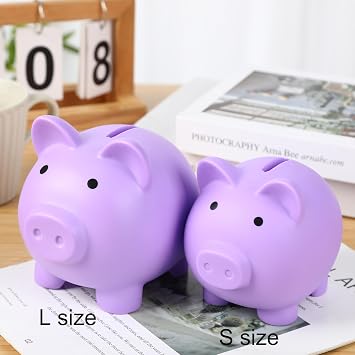 H&W Mini Piggy Bank, Plastic Coin Bank, Unbreakable Money Banks, Cute Piggy Banks for Kids, First Money Box, Best Birthday Gifts Home Decoration(Purple)
