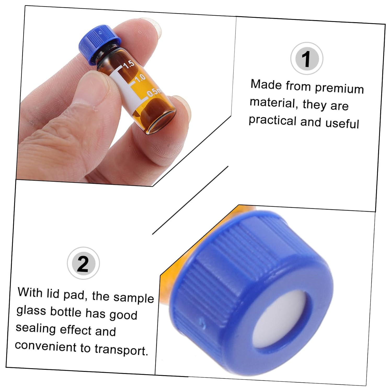 100pcs Sample Vials Lids for Lab Dressing Bottle Glass Jars Containers