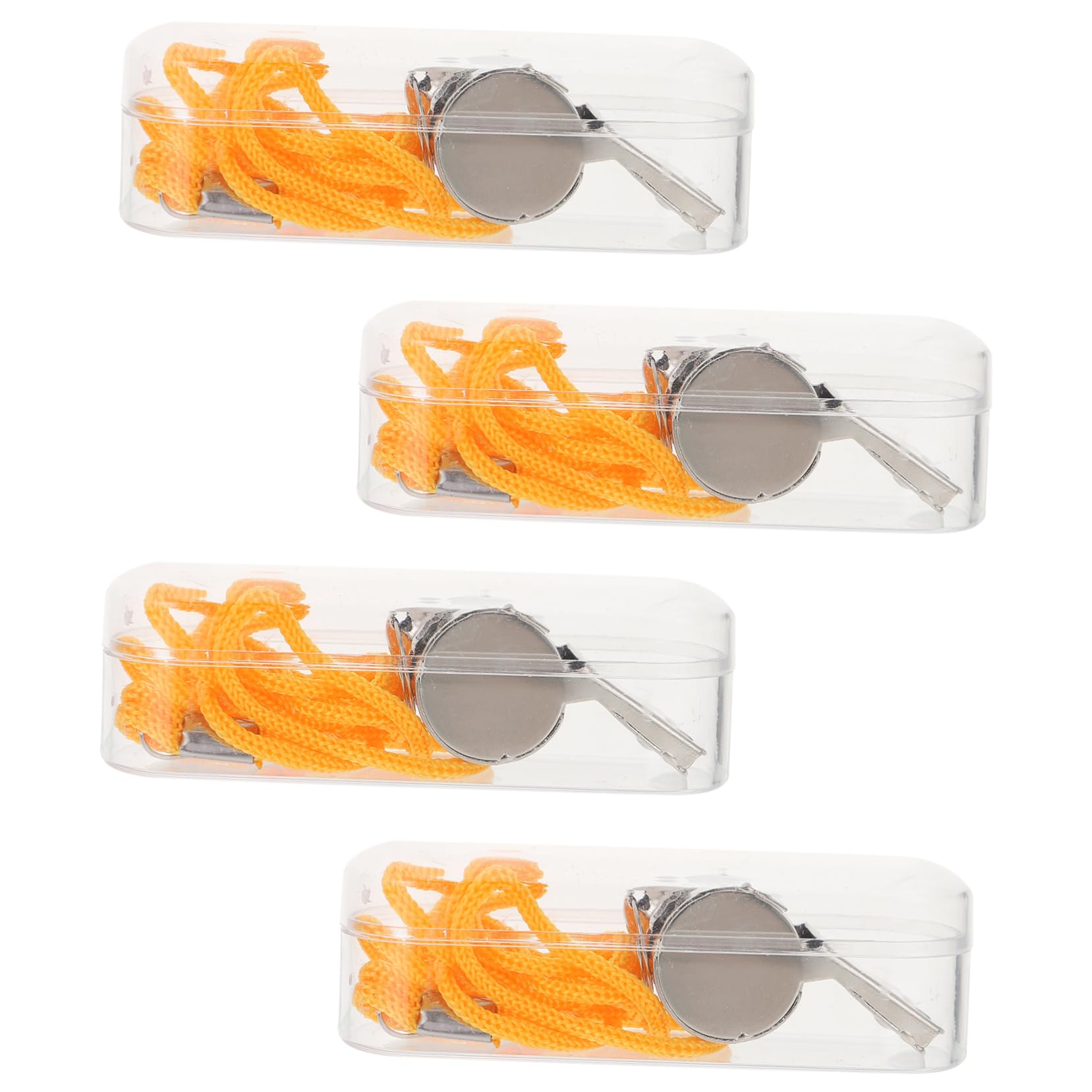 Abaodam 4pcs Stainless Steel Whistle Rope Portable Multifunctional Sports Whistle for Outdoor Safety