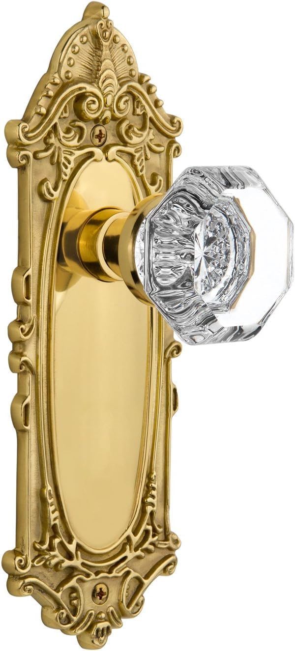 Nostalgic Warehouse Victorian Plate with Waldorf Knob, Privacy - 2.75", Polished Brass