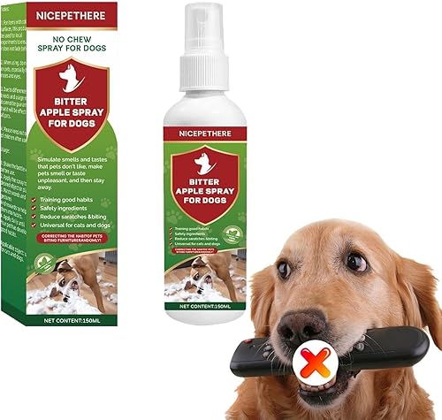 Spray de manzana amarga para perros, espray sin masticar para dejar de masticar y lamer, protección de muebles y zapatos, sin alcohol y rastro,