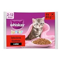 WHISKAS Junior Cibo Umido per Gattini in Salsa 4x85g Selezione Gustosa