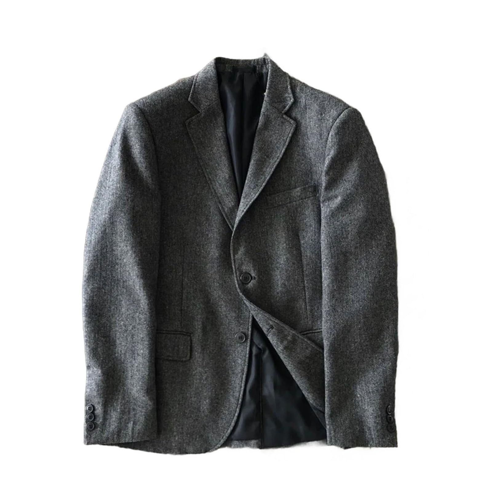 Abito da uomo a maniche lunghe in lana tweed monopetto retrò a righe slim fit alla moda blazer cappotto