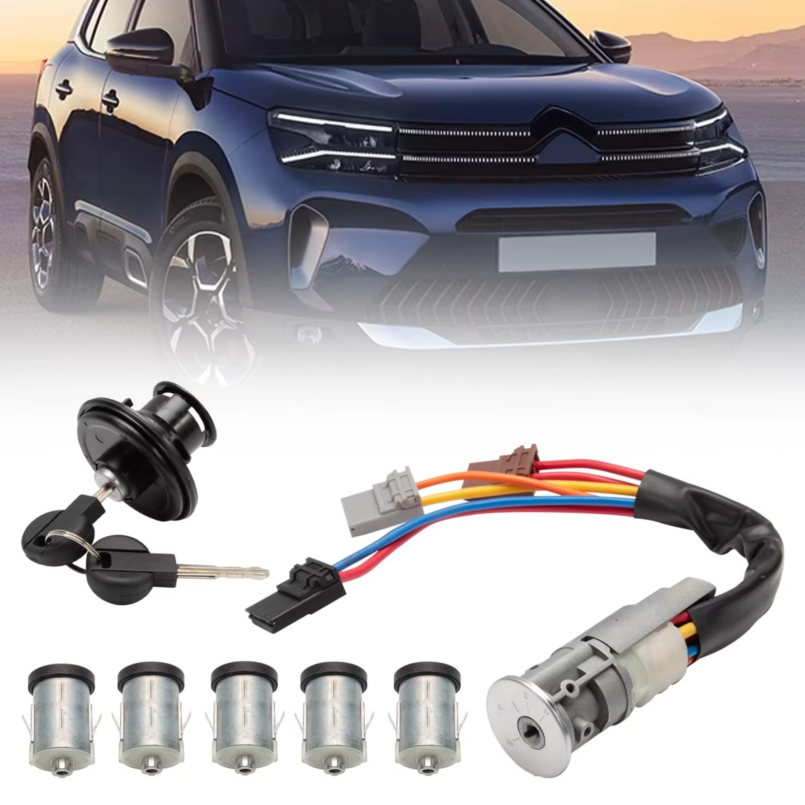 Cilindro cerradura Compatible Con Citroen Para Jumpy 1995 1996 1997 1998 1999 2000 2001 2002-2006 Juego Cerradura Interruptor De Encendido 4162F4 4162L9 4162S1