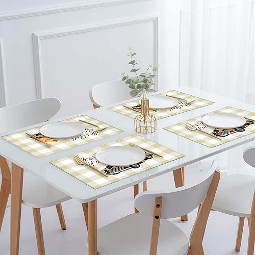 Vista 37 de Stylish Table Place Mats It's Fall Y'all Pumpkins Give Thanks Cloth Placemats Reversible Non-Slip Kitchen Table Place Mats for Restaurant