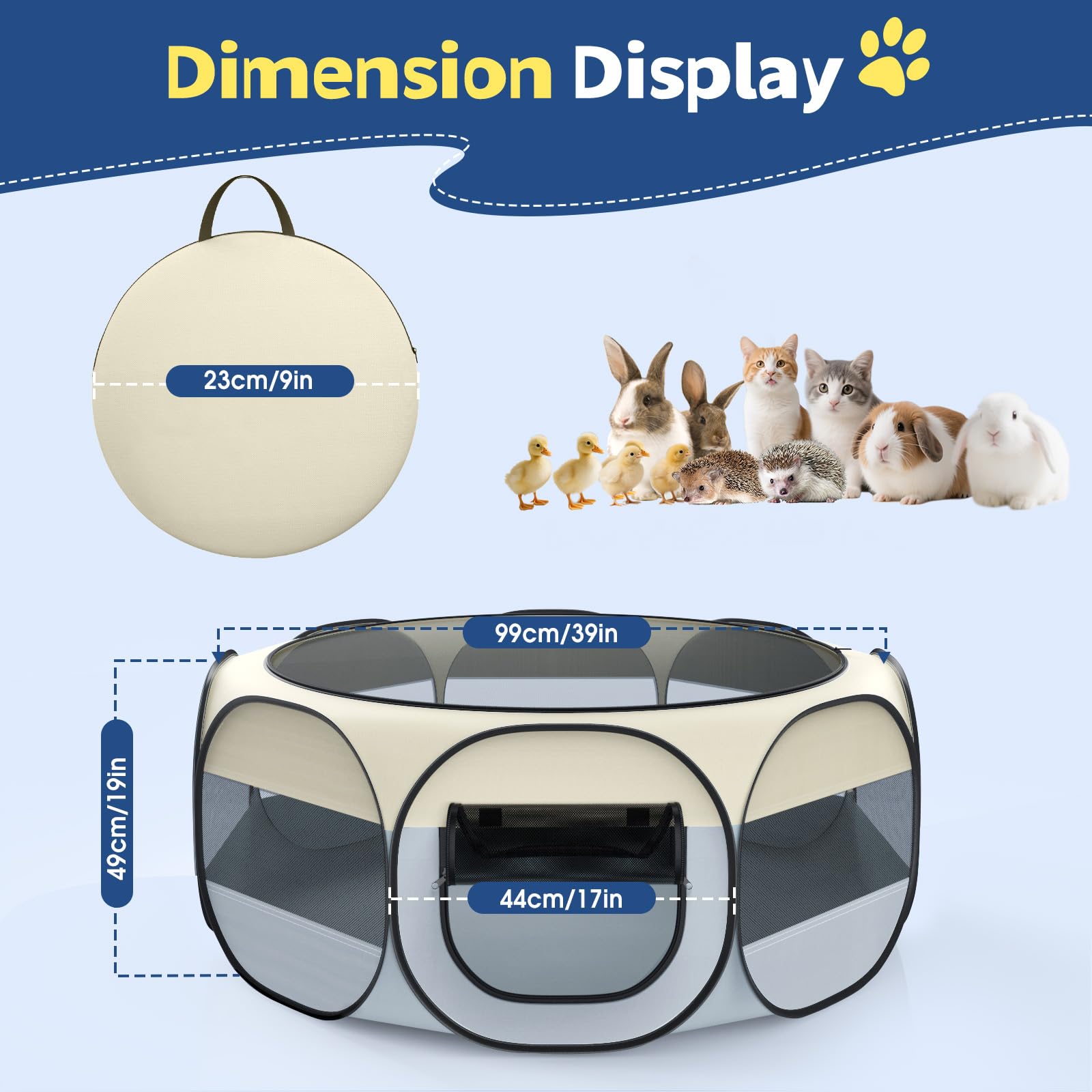 VavoPaw Small Animal Playpen, Chicken Brooder Box with Cover Top, Portable Outdoor Exercise Pet Cage Tent - Image 2