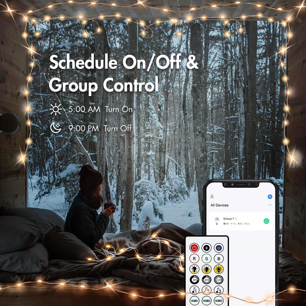 LogiLink SH0130 - Wi-Fi Smart Home łańcuch świetlny RGB z pilotem zdalnego sterowania, kompatybilny z Tuya, obsługuje Amazon Alexa i Google Home, 5 m