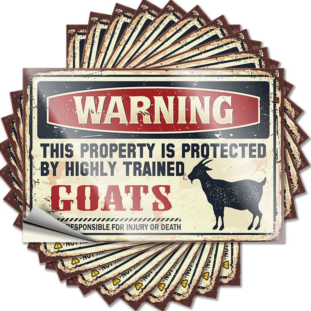 Stickers - Retro Cover Warning This Property is Protected By A Highly Trained Goat for Farmers Kitchen Accessories Decor(12X18CM)