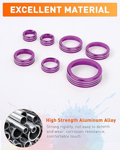 Miniatura 59 de Savadicar CKT01 Billet - Juego de molduras de perilla de control de aluminio, faros/4WD/HVAC, biseles de anillo de perilla de control climático, Rojo