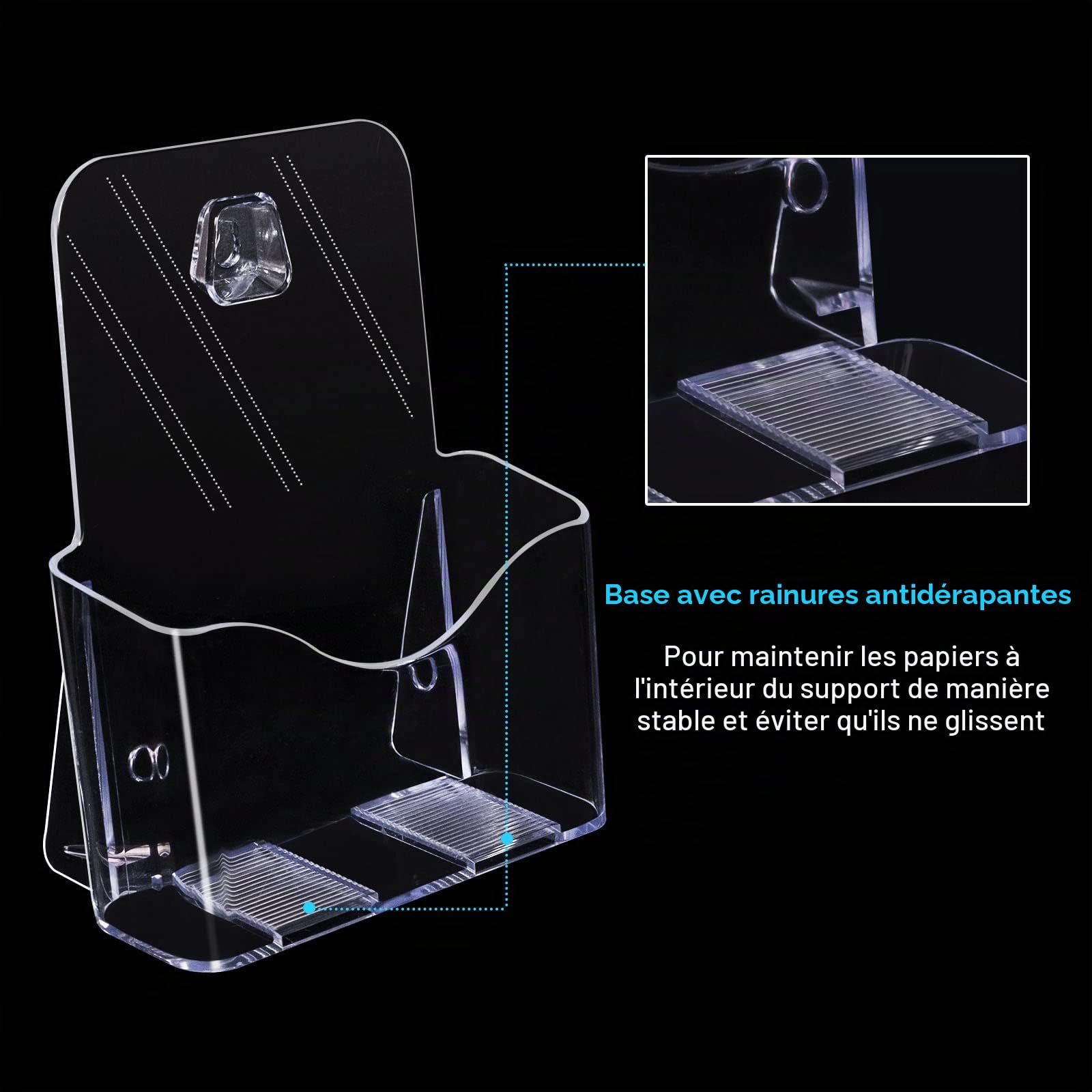 Lot de 2 Porte-Brochures en Acrylique A5, Transparent Présentoir Brochure A5, Porte Flyer Document, Support Flyer pour Boutique, Bureau, Restaurant, Réception