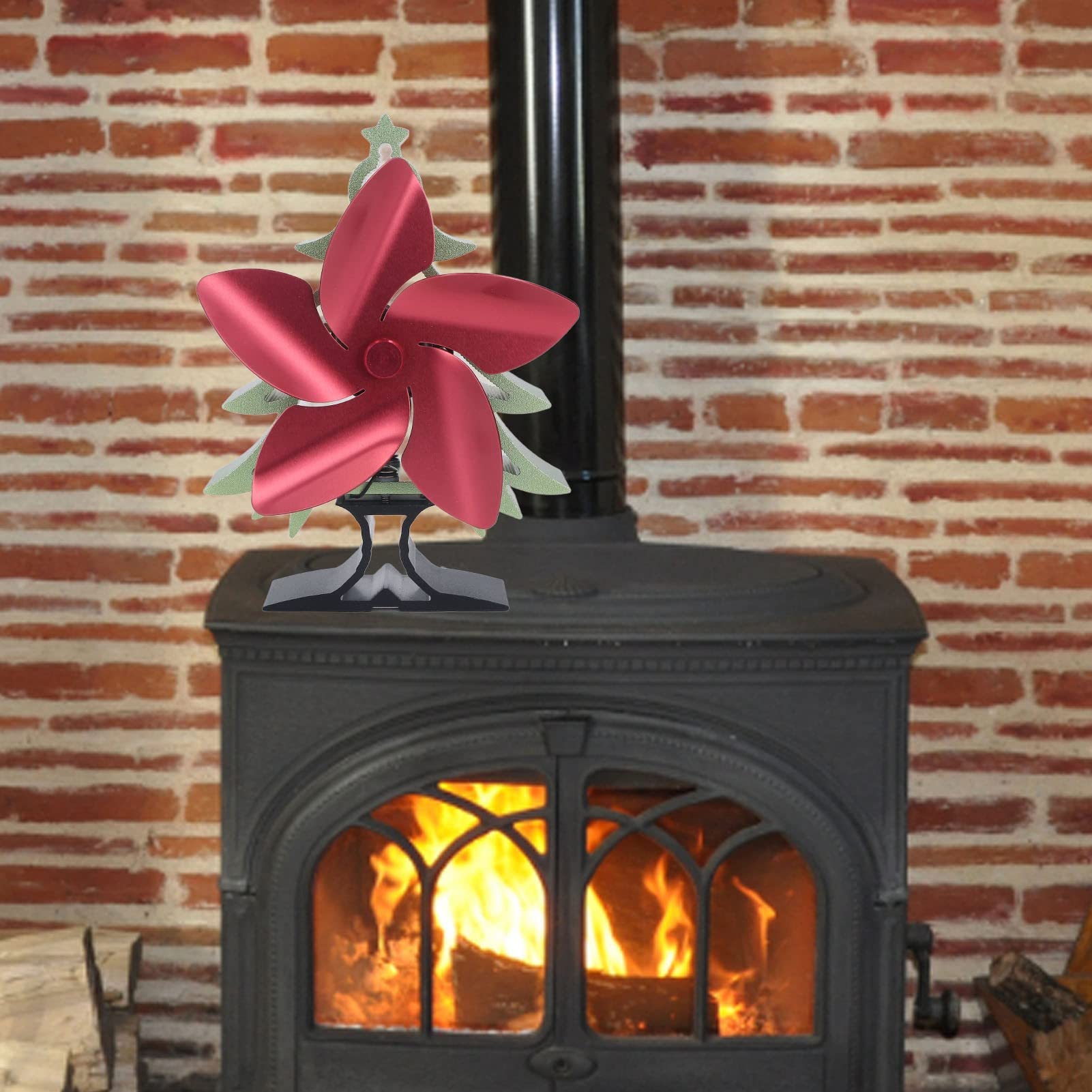 Amazon.com: Fireplace Fan, 5 Blade Adjustable Speed Heat Powered Stove Fan,  Christmas Tree Style Low Noise Thermoelectric Wood Stove Fan Burner Fan,  Eco Friendly Heat Circulation for Wood Log Burner Fireplace :
