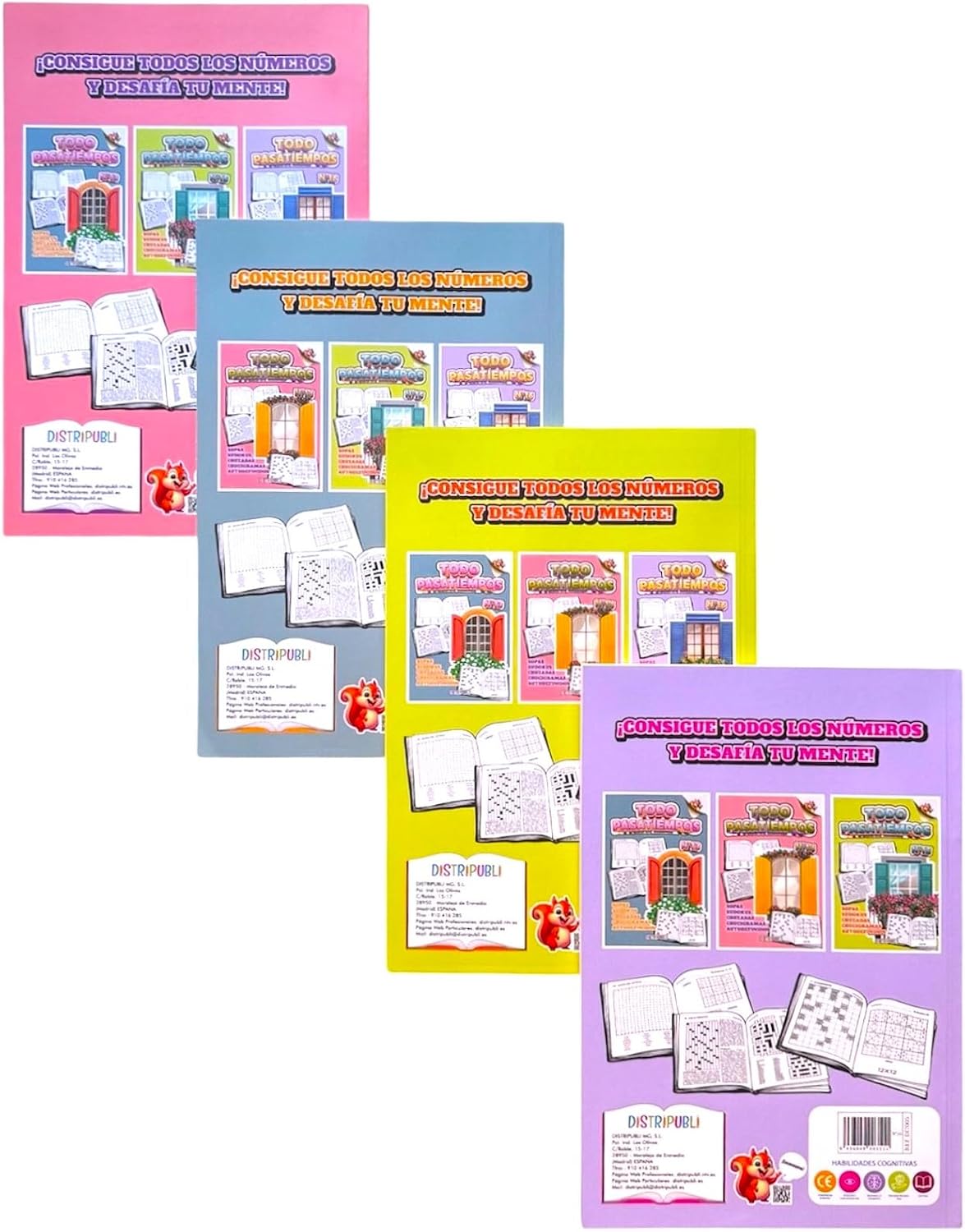All Hobbies for Adults, Pack of 4 Units Are 344 Exercises More Solutions, Letter Soups, Sudokus, Crosswords, Self-Defined and Crusades