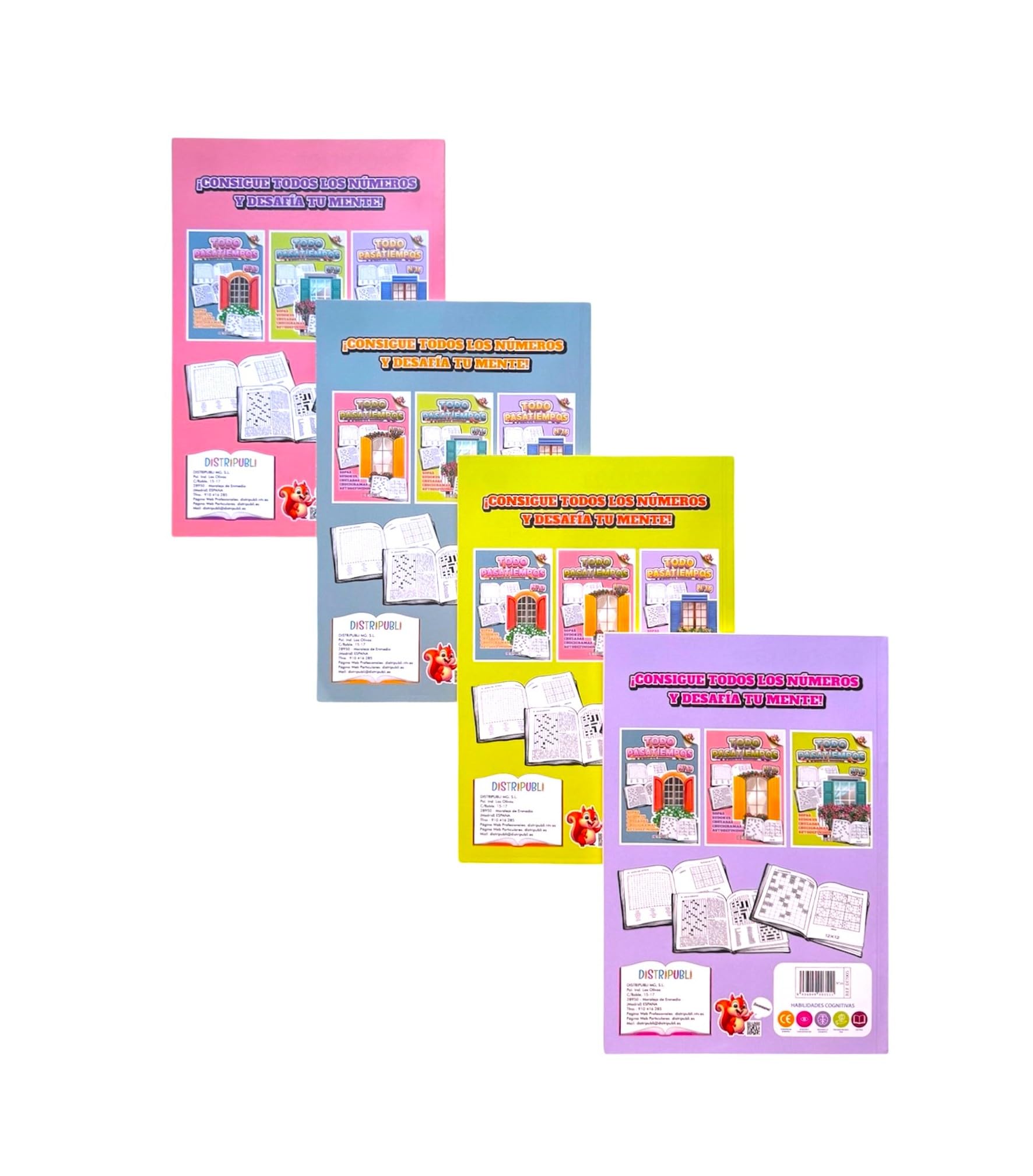 Todo Pasatiempos para Adultos, Pack de 4 Unidades Son 344 Ejercicios Mas Soluciones, Sopas de Letras, Sudokus, Crucigramas, Autodefinidos y Cruzadas Nuevos Modelos