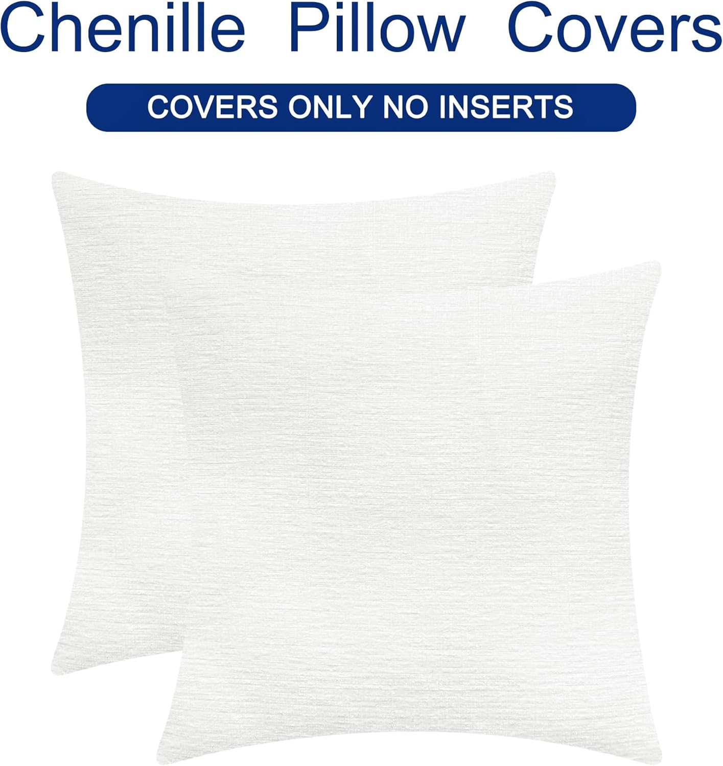 CaliTime Throw Pillow Covers Decorative 20 X 20 Inches Pack of 2 Cozy Chenille Cushion Cases for Couch Sofa Bed Living Room Home True White - Image 6