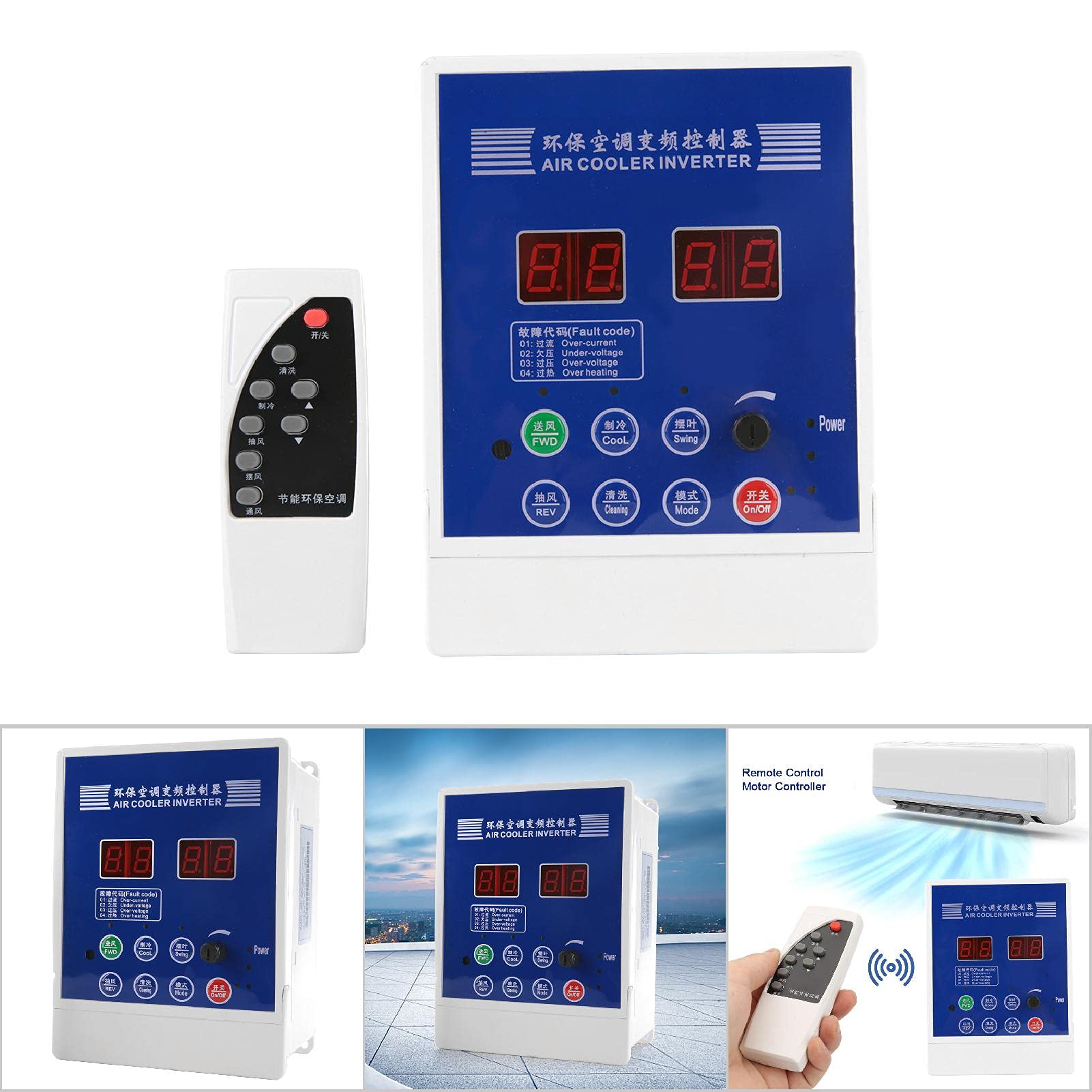 Variador de Frecuencia VFD AC380V para Ventiladores de Tiro y Aires Acondicionados con Control Remoto, Controlador Velocidad Ajustable 0,75-2,2 KW, Montado en la Pared, 160*120*95 Mm (1,5 KW)