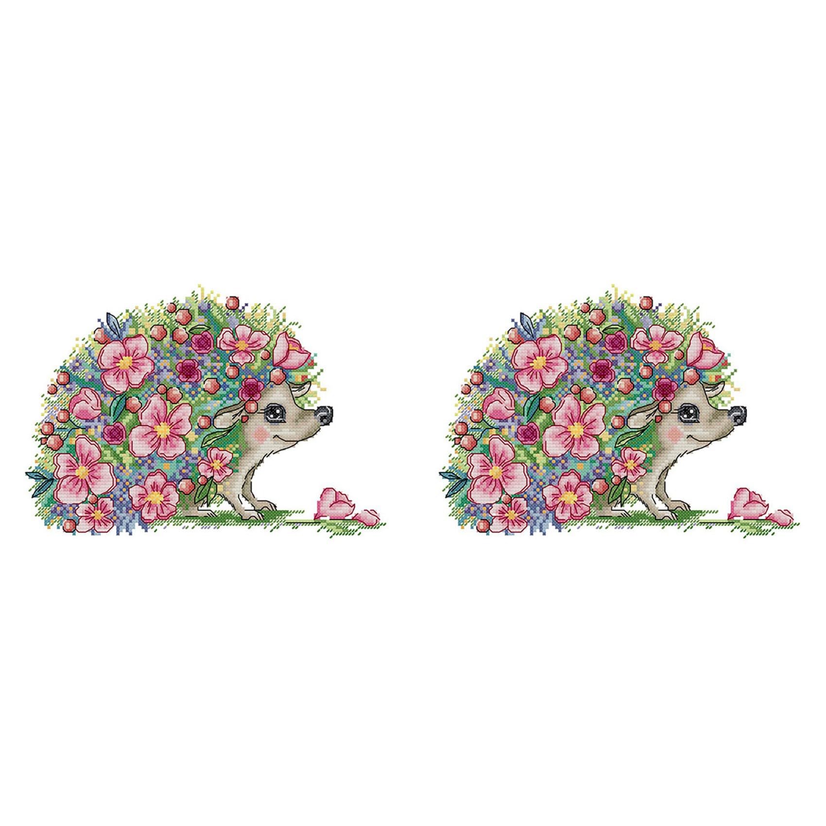 Vjsujehgy 2X Kits Stamped for Adults Beginner Kids 11CT DIY Embroidery Needlework Kit - Beautiful Hedgehog 38X27cm