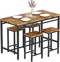 Vista 8 de AWQM Counter Height Dining Set, Industrial Kitchen Table and Chairs for 4 with Pub Table and 4 Bar Stools, 5 Piece Bar Table Set for Small Spaces