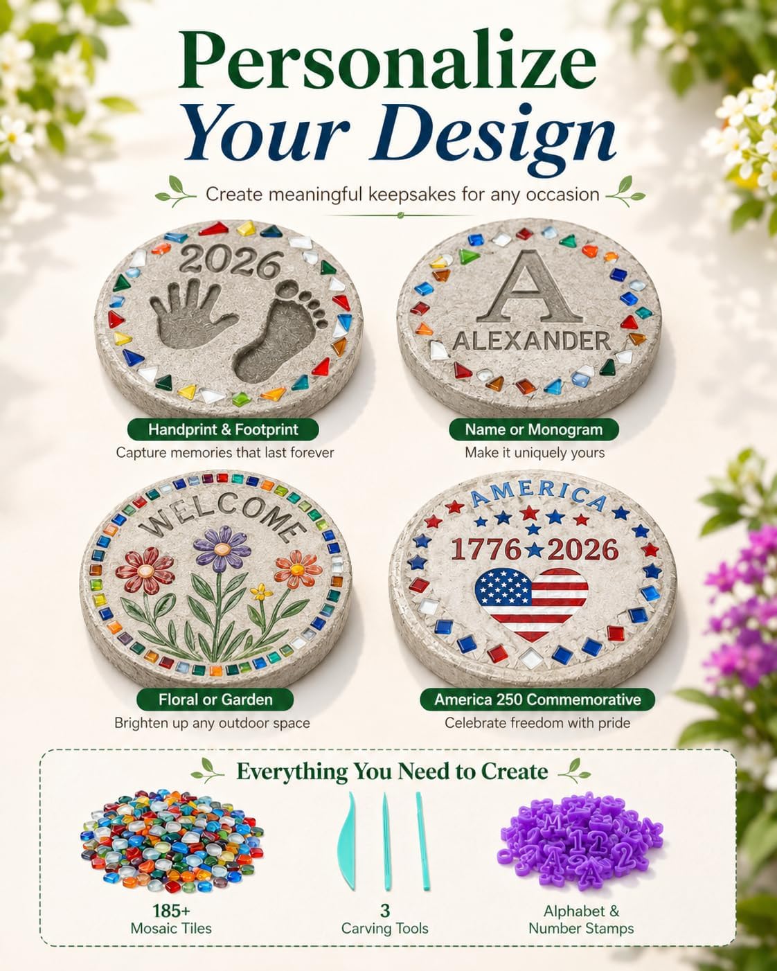 Spocwd 10" Stepping Stones Kit for Kids with Cement Mix, Family Gifts