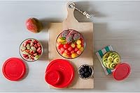 Vista 5 de Pyrex Simply Store Recipiente de almacenamiento de alimentos de vidrio individual de 2 tazas con tapa, recipiente redondo de vidrio no poroso