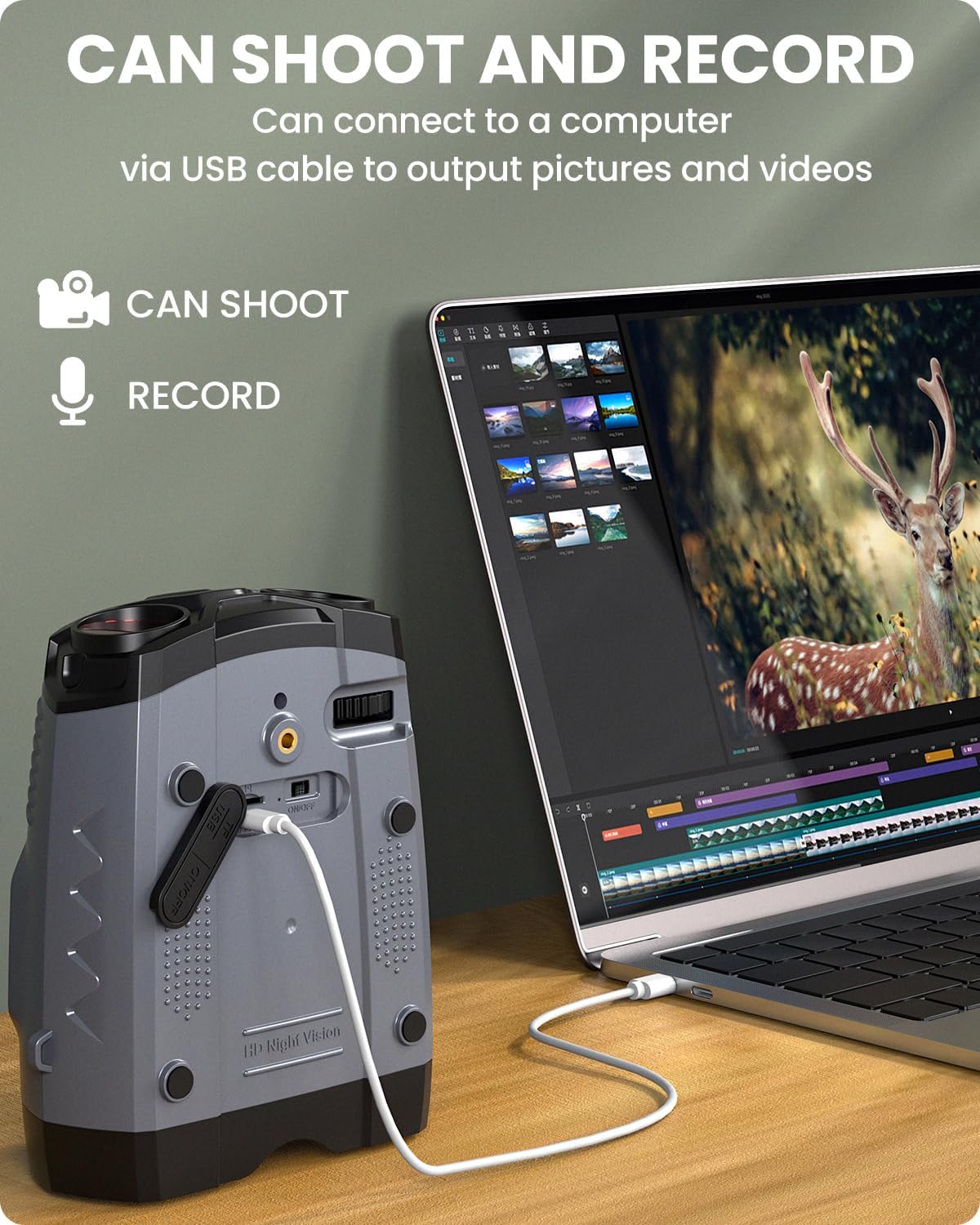 4K Night Vision Goggles, Upgrade Night Vision Binoculars with 5000mAh Battery Rechargeable Battery - 16X Digital NightVision 9 Gear Infrared with 32GB TF Card, 3.5" HD Binoculars Gift for Men, Dad - Image 7