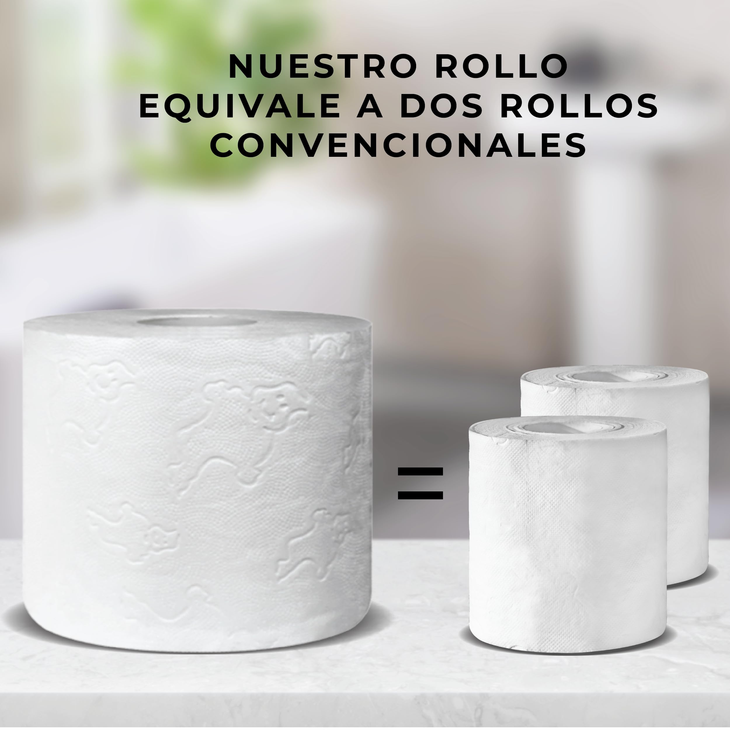 Papier Toilette Compact 2 Épaisseur 48 Rouleaux | Doux eu Résistant, Sans Parfum (4 Packs de 12)