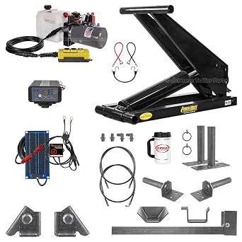 Dexter PH520 Hydraulic Scissor Hoist 10 Ton 20,000 lb Dump Trailer Hoist Kit for 12-16 ft Dump Beds | KTI Single/Double Acting Hydraulic Pump | Truck Bed Lift, Scissor Lift - Deluxe Kit