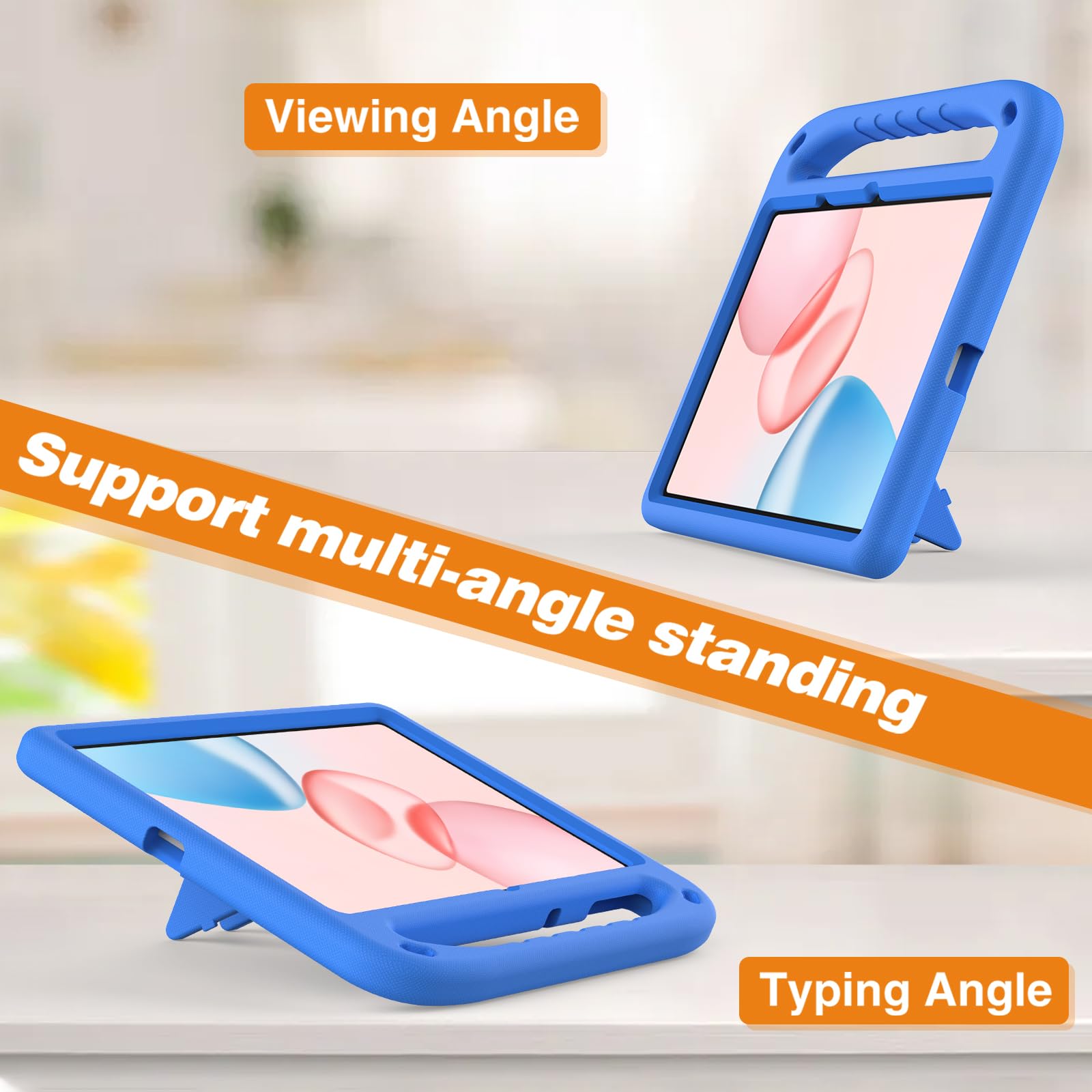 Compatibile con Honor Pad 10 (12,1 pollici) 2025, custodia protettiva leggera in EVA per bambini, antiurto, con manico e tracolla, custodia per tablet carina. Blu