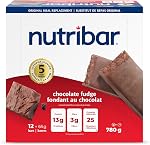 Nutribar Original Chocolate Fudge Protein Bar, Meal Replacement, High Protein 12 Count