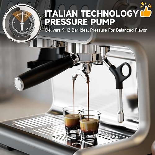 Miniatura 4 de Máquina de café expreso con molinillo, máquina de espresso de 20 barras con espumador de leche, máquinas de café Expresso para el hogar, cafetera