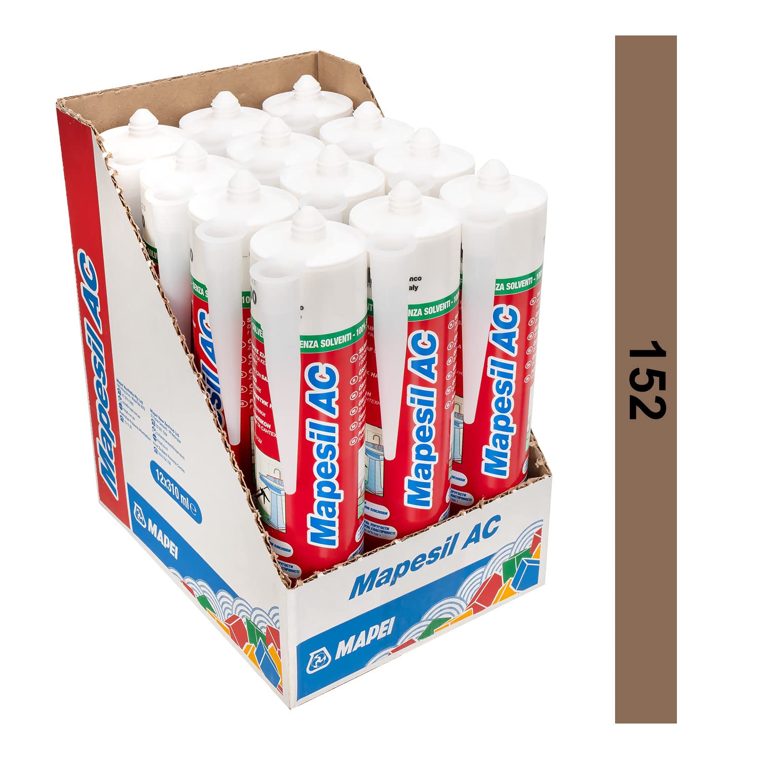 Mapei Mapesil AC 152 lakritz - Dichtmasse, aus Silikon, schimmelresistent, 12 Stück