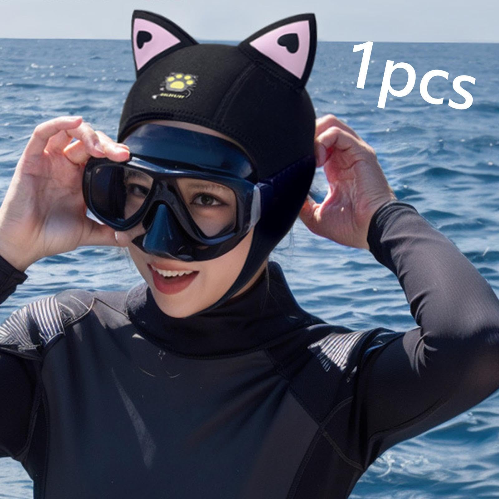 Taucherhaube Neopren Schwimmhaube mit Kinnband Und Schützt Kopf Und Ohren Zuverlässig Angenehm Und Flexibel für Frauen Kinder für Schnorch