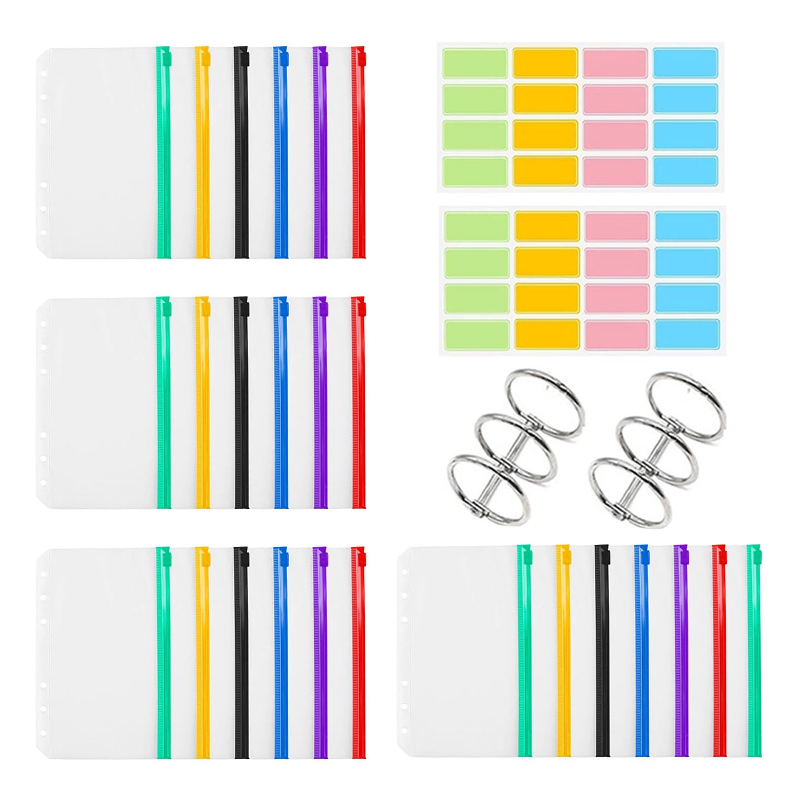 Limtula 25PCS Waterproof PVC Pouches Cable Knitting Needle Organizers Three Rings Binder Multipurpose Student Document Holder Portable Document Organizers