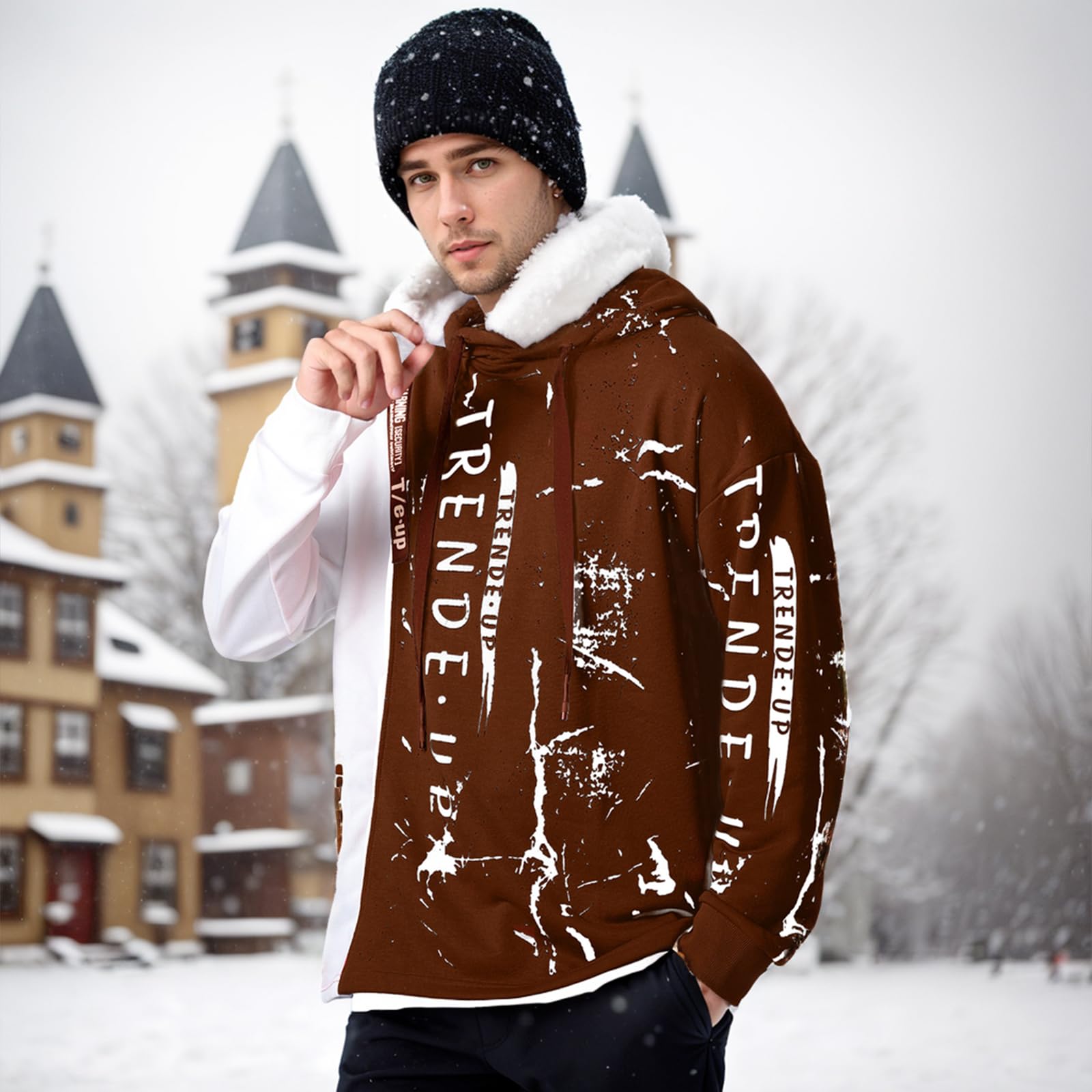 Hoodie Herren Techwear Kapuzenpullover Pullover Hip Hop Streetwear Patchwork Sweatshirt Unisex