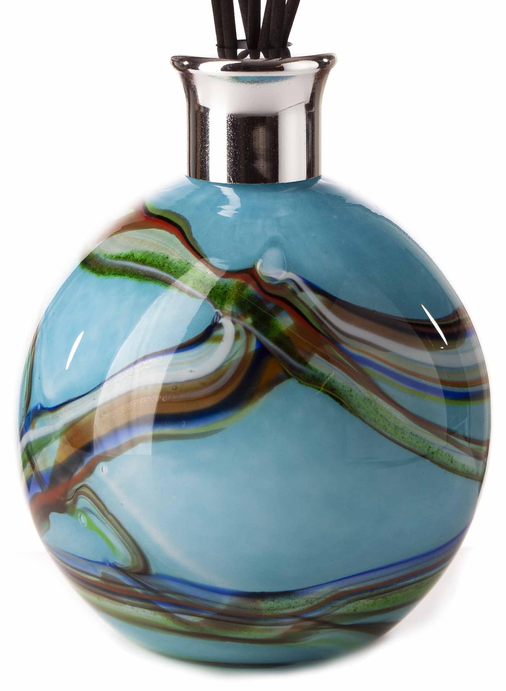 Amelia Art Glass Reed Diffuser Large Sphere in Blue & Multi Colour (Oceanic)