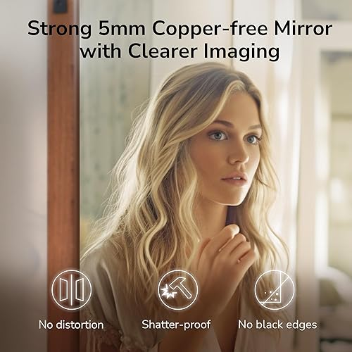 Miniatura 4 de TokeShimi Espejo rústico de longitud completa de 72 x 30 pulgadas con marco de madera, espejo de pie de madera natural para sala de estar, marco