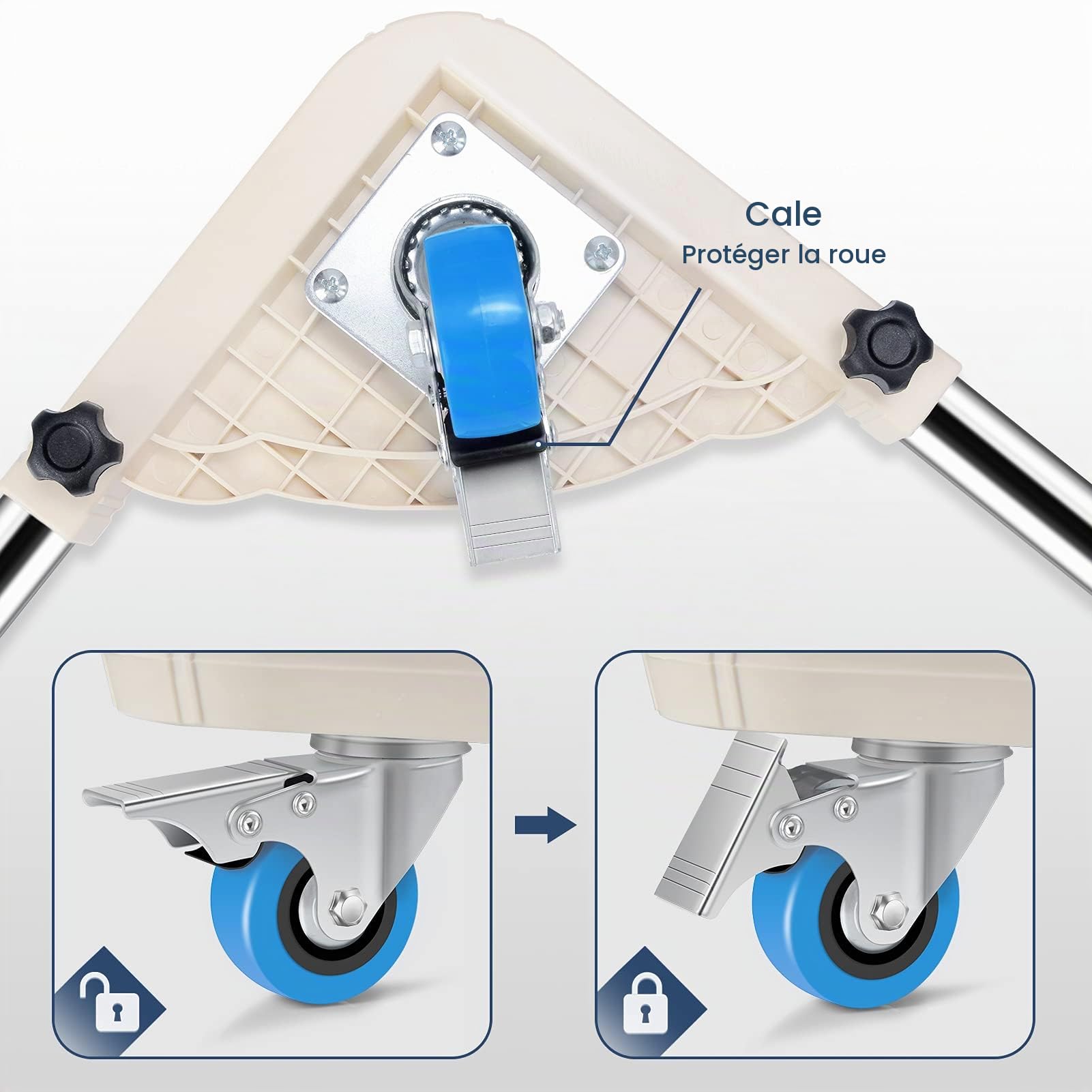 Spacecare Scooter mobile avec 4 roues verrouillables - Chariot réglable pour machine à laver, support pour réfrigérateur