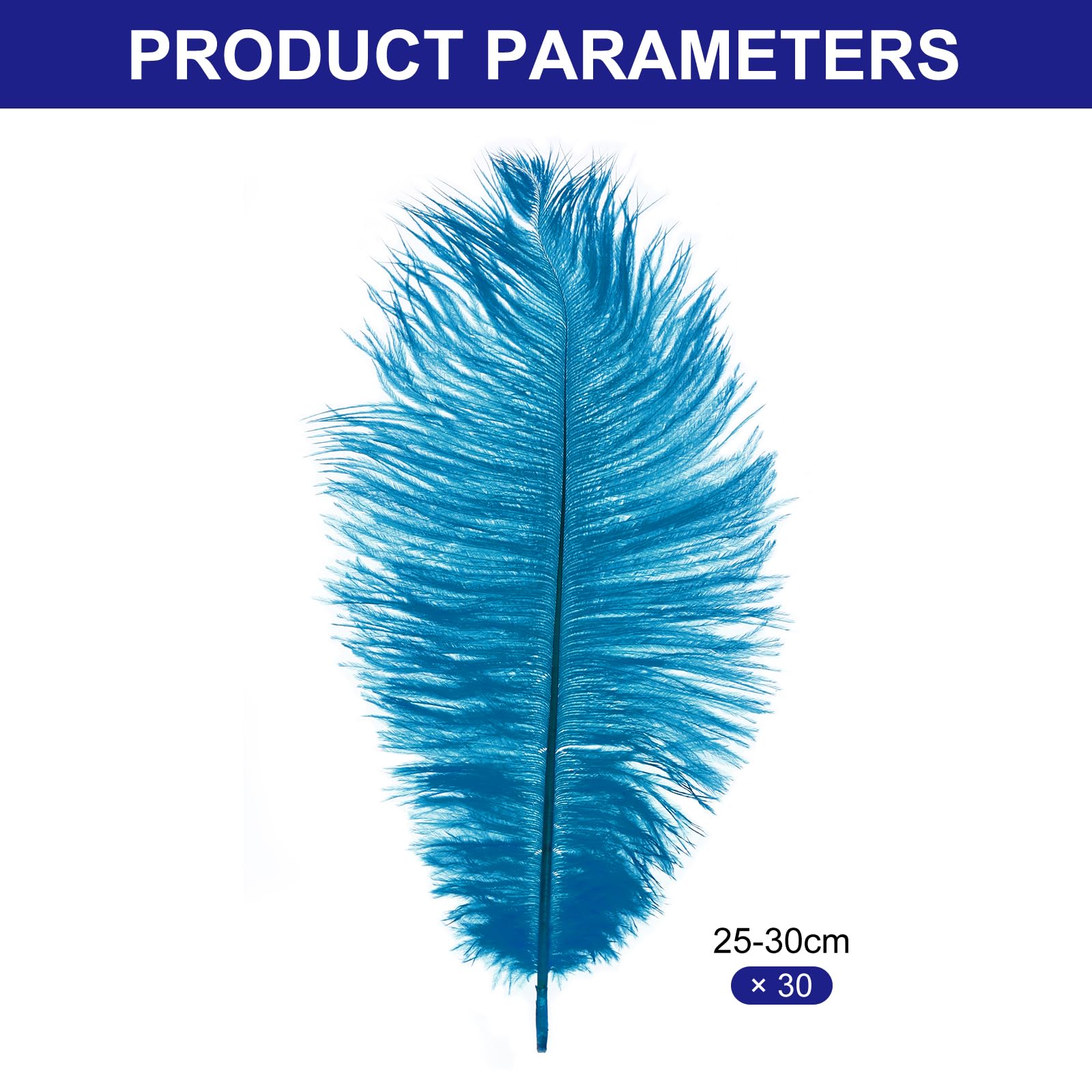 PATIKIL 30 Pcs Natural Ostrich Feathers Bulk 10-12 Inch/ 25-30 cm Large Ostrich Feathers for Crafts Home Decoration Wedding Party Vase Decor (Light Blue) - Image 2