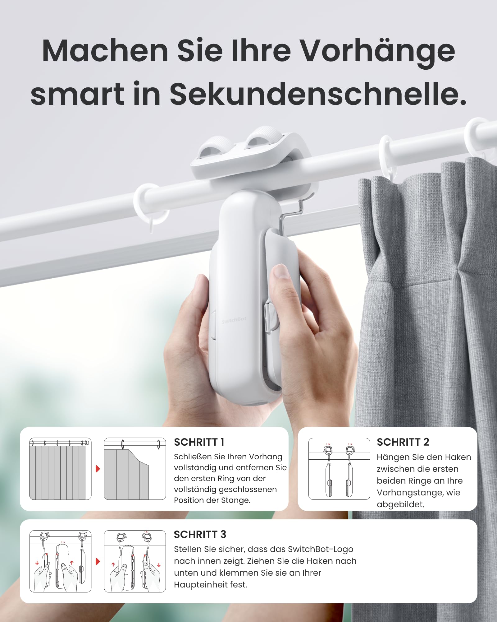 SwitchBot Smart Automatischer Vorhangöffner - Bluetooth Fernbedienung mit App/Timer – Bild 2