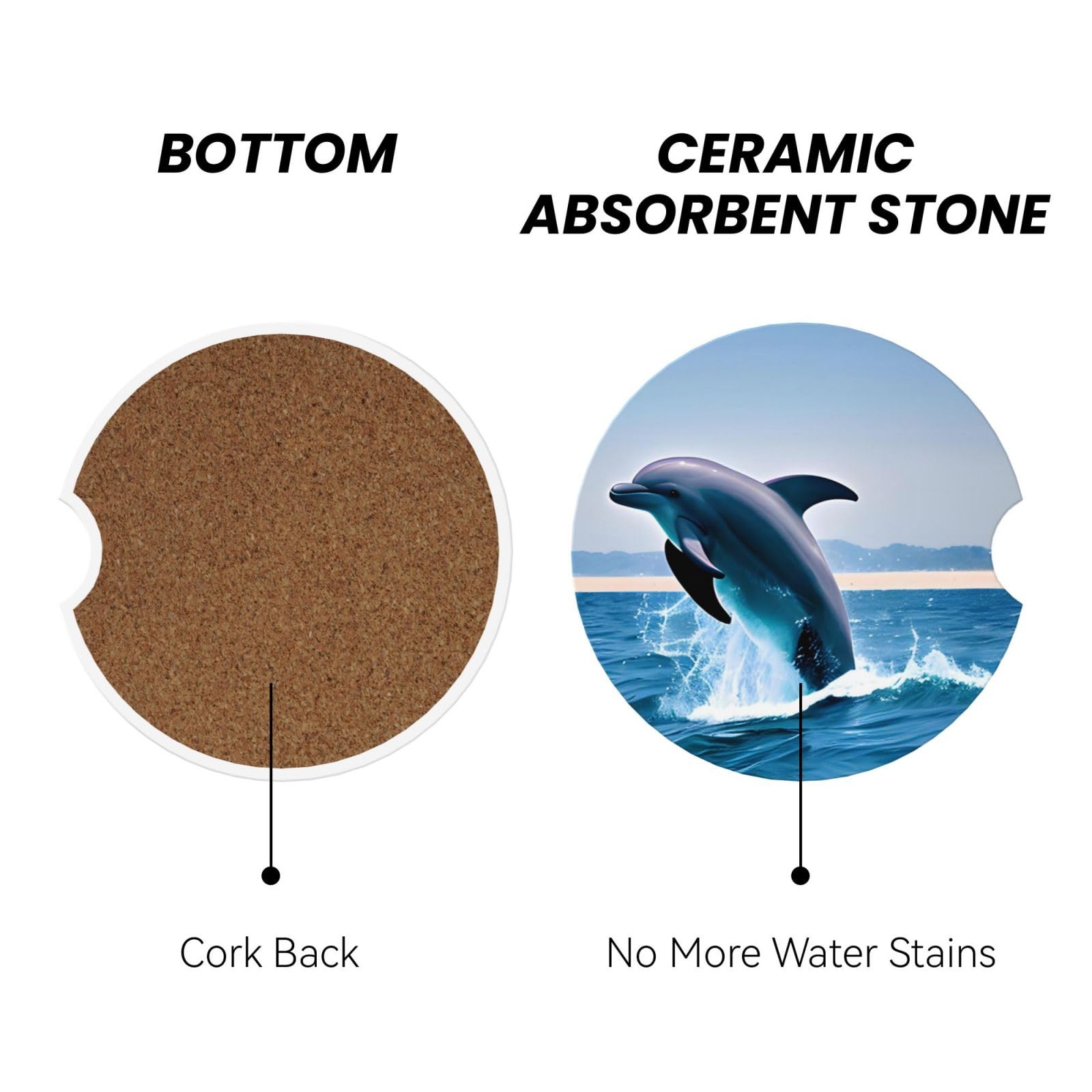 Set di 2 sottobicchieri in ceramica per auto, resistenti ed