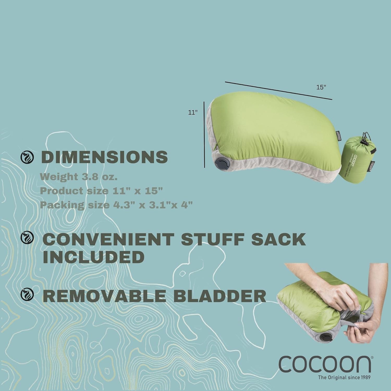 COCOON- Premium - Ultralight AirCore Hood Pillow - Wasabi Green