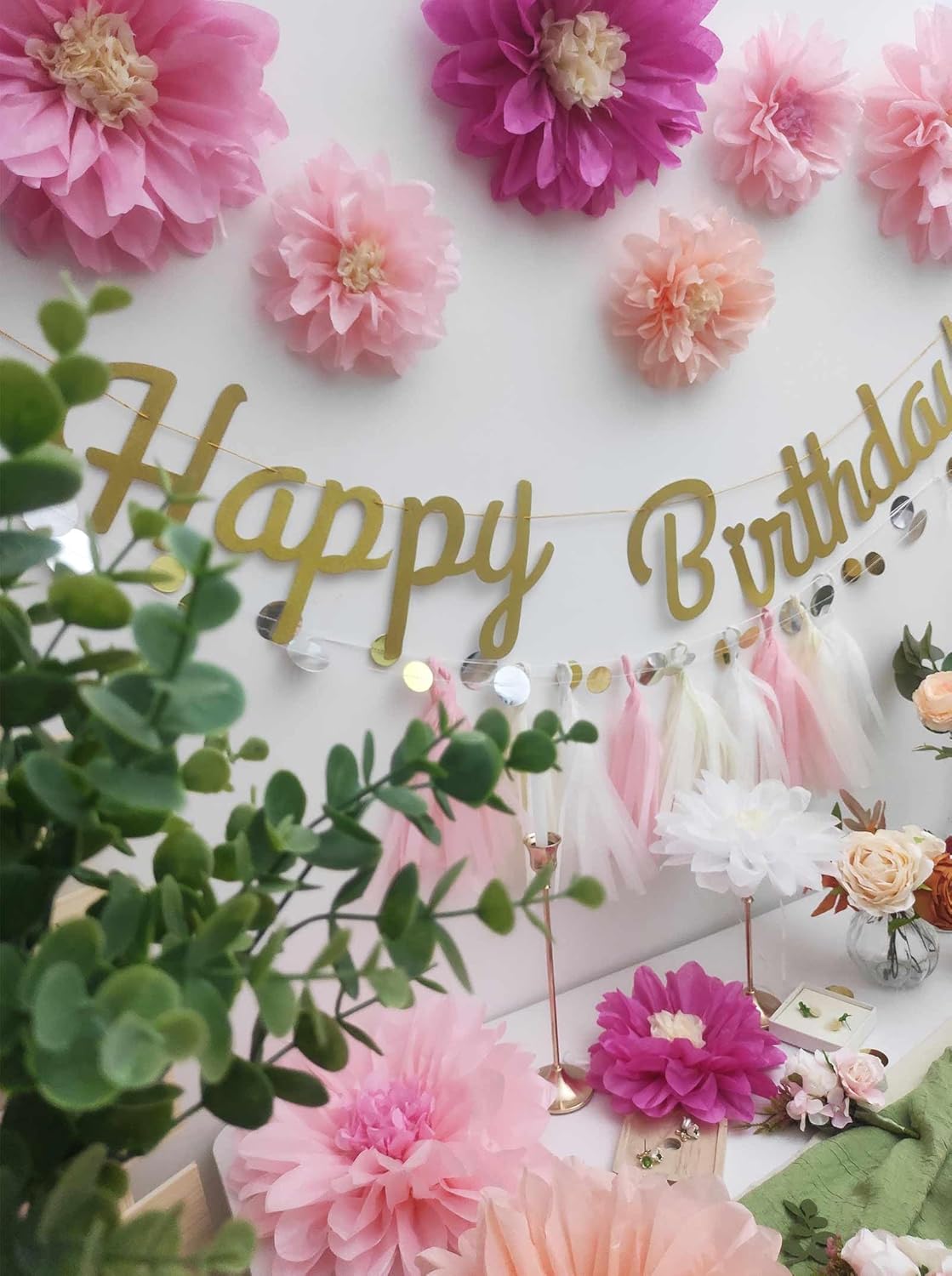 iwlorys 12Pcs Assorted Pink Tissue Paper Pom Poms Flowers Party Decorations Kit 12" 8" Mexican Floral Light Hot Rose Pink Peach for Wall Wedding Baby Bridal Shower Girls Birthday Nursery Garden Tea - Image 6