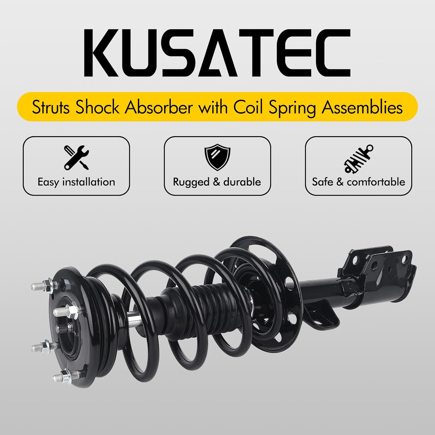 KUSATEC Front Pair Complete Struts Shock Absorber fit for Ford Explorer 2013 2014 2015 2016 2017 2018 2019, 172729 172730 Left/Right Struts with Coil Spring Assemblies