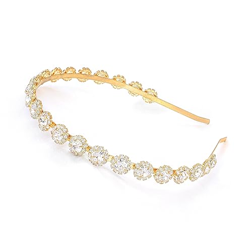 Diadema de boda con cristal y accesorios para el cabello (dorado, 5.5 pulgadas)