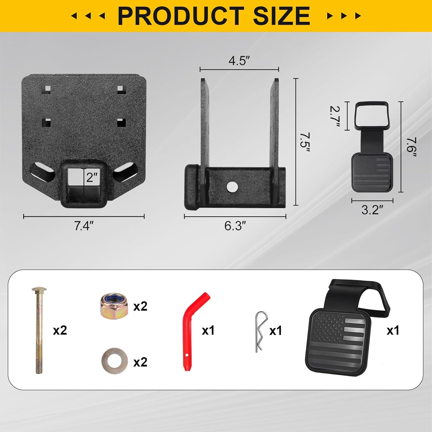 RV Bumper Hitch Receiver 2-Inch Adapter, 3500 LBS Capacity for 4 x 4-Inch Square Beam RV Rear Bumper, Bike Racks, Hitch Hammock, Cargo Carrier (Red)