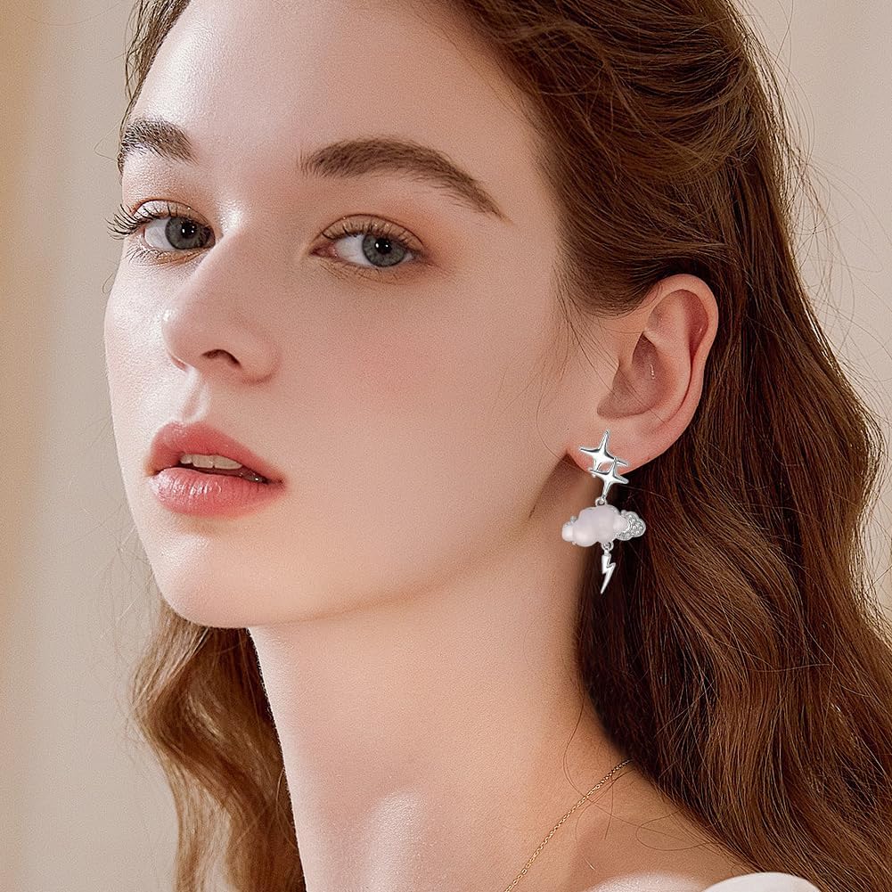 SUNNYCLUE 1 Box 12Pcs 3 Colors Cloud Charms Lightning Resin Charm Pink Black Blue Clouds Metal Weather Rhinestone Pendants for Jewelry Making DIY Craft Earring Necklaces Keychains Supplies Accessories - Image 6