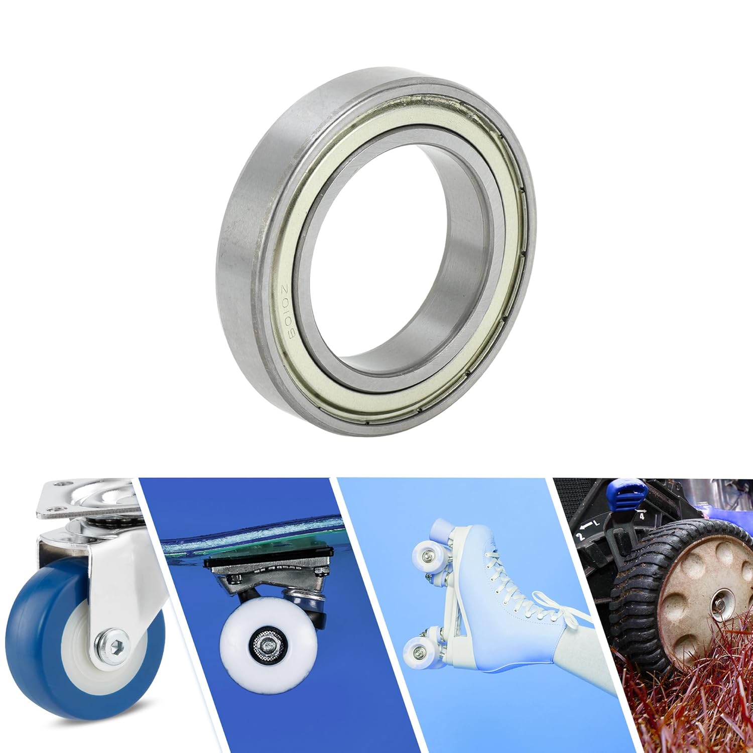 ACROPIX 6010ZZ Deep Groove Ball Bearings P0 50x80x16mm Lubricated Bearings Double Metal Seal Silver Tone Scooter Skateboard Wheel - Pack of 10
