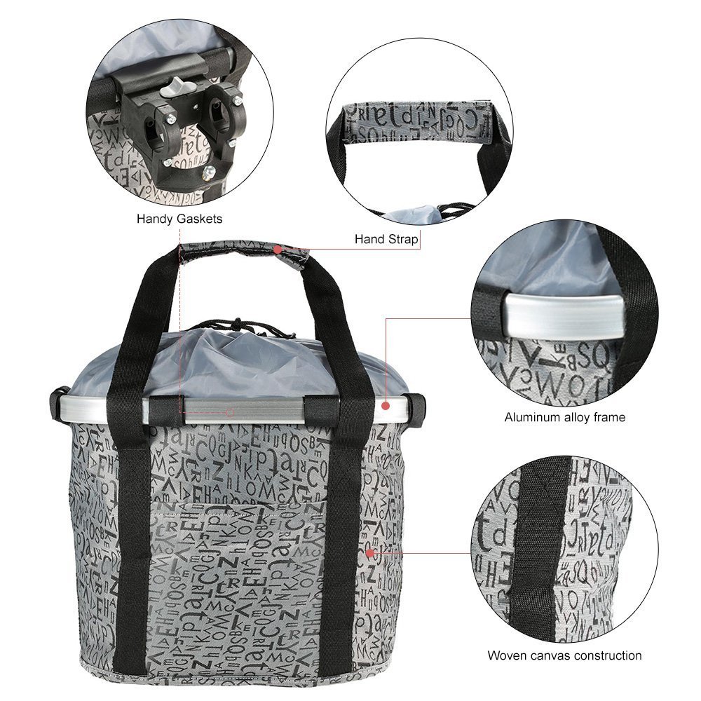 Panier de Vélo Amovible Avant Textile imperméable Alliage d'Aluminium pour Vélo